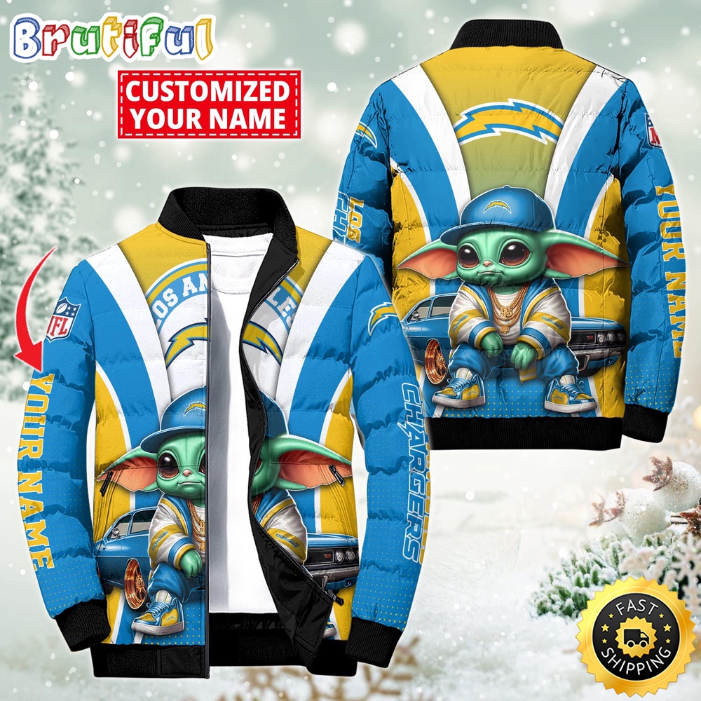 NFL Los Angeles Chargers Puffer Jacket Baby Yoda Custom Jacket