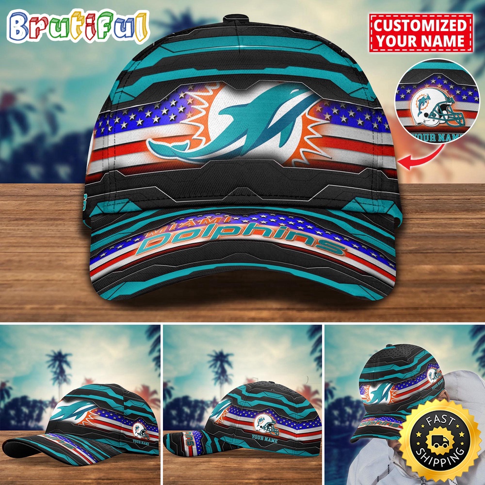 NFL Miami Dolphins Baseball Cap Flag Custom Name Cap