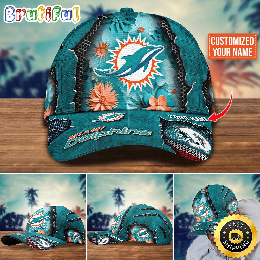 NFL Miami Dolphins Baseball Cap Flag Flower Trending Custom Cap