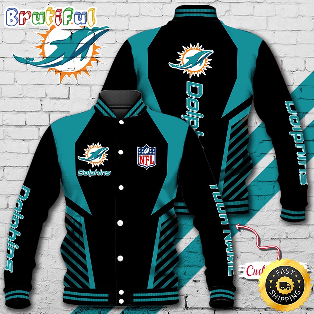 NFL Miami Dolphins Baseball Jacket Football Sports Jacket