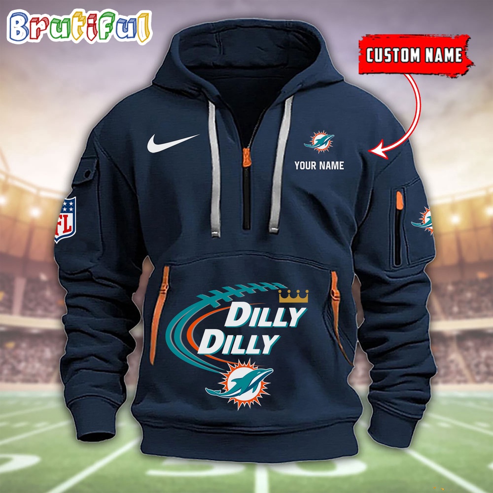 NFL Miami Dolphins Dilly Dilly Football Heavy Hoodie, Football Quarter Zip Hoodie Shirt