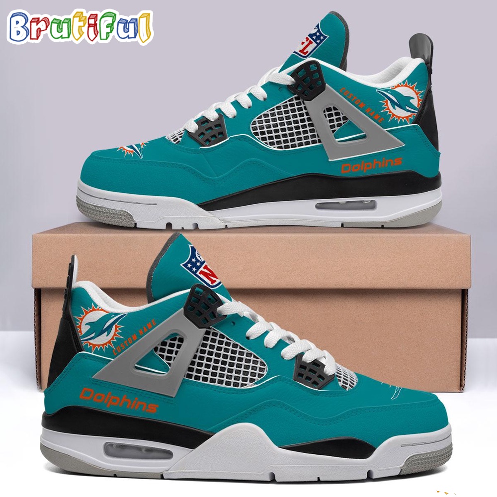NFL Miami Dolphins Football Team Air Jordan 4 Shoes Sneaker