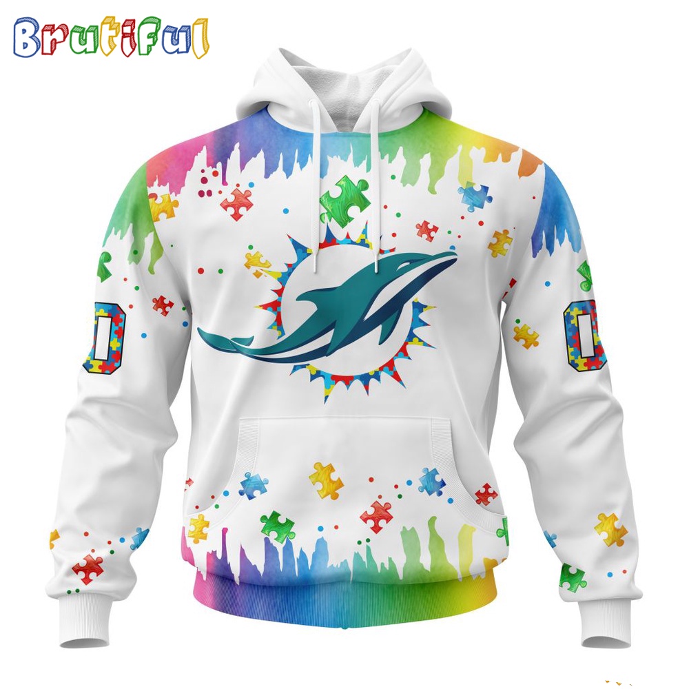 NFL Miami Dolphins Hoodie Special Autism Awareness Design All Over Print Hoodie