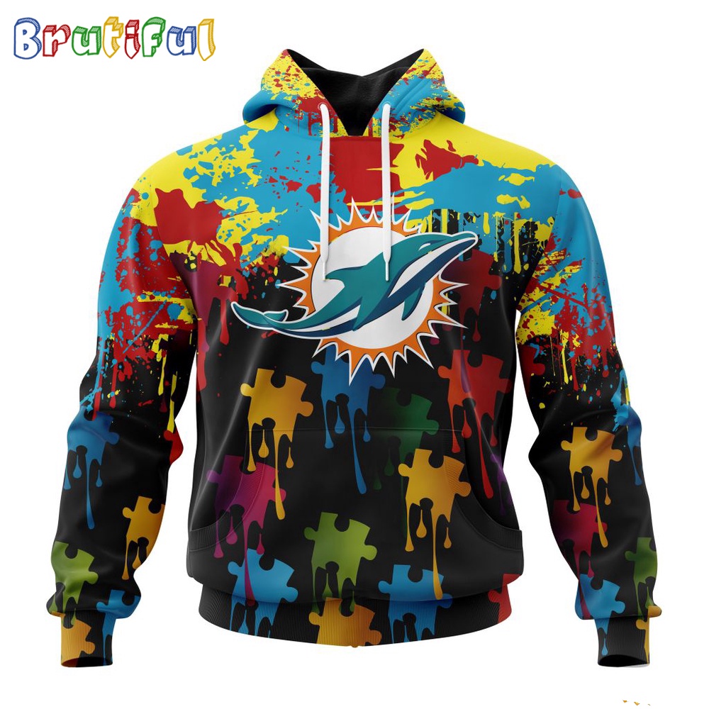 NFL Miami Dolphins Hoodie Special Autism Awareness Design Football Hoodie