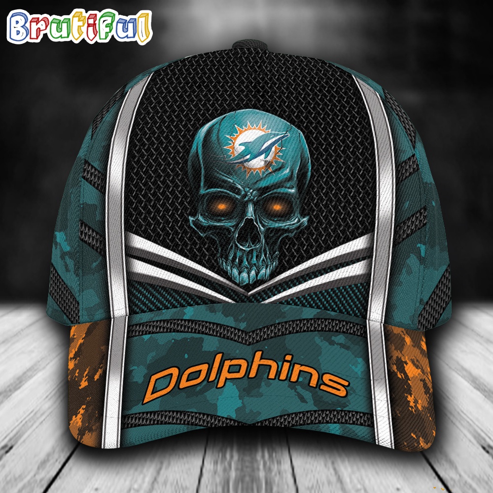 NFL Miami Dolphins Special Halloween Skull Custom Baseball Cap