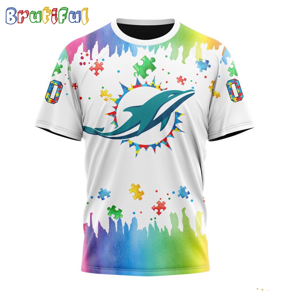 NFL Miami Dolphins T-Shirt Special Autism Awareness Design All Over Print T-Shirt