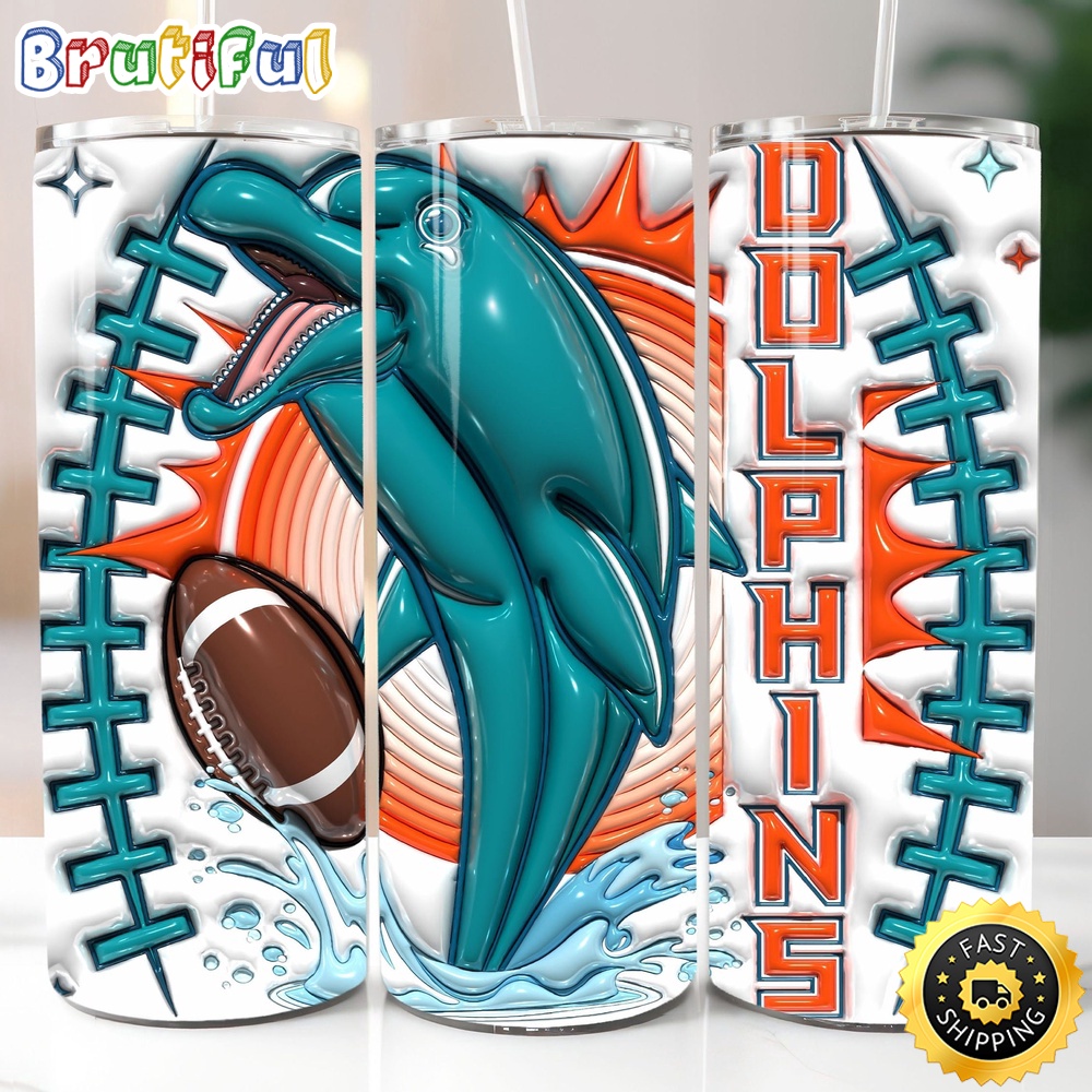 NFL Miami Dolphins Tumbler All Over Print Skinny Tumbler