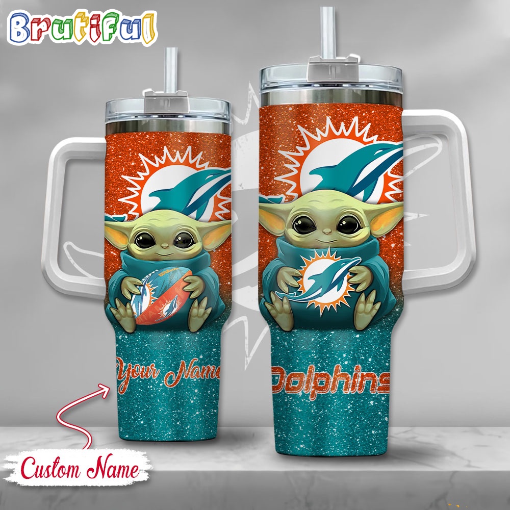 NFL Miami Dolphins Tumbler Baby Yoda Customzed Handle Cup