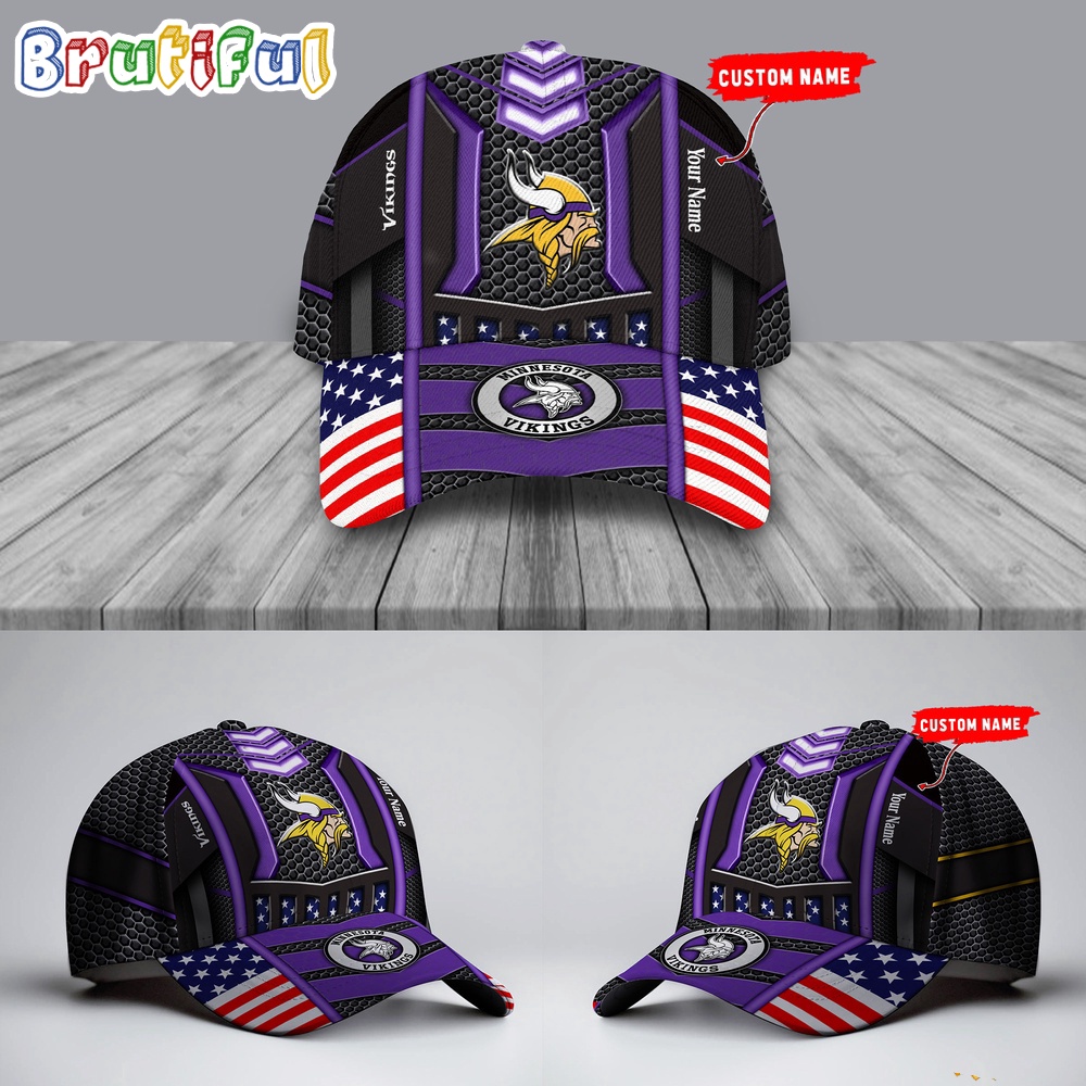 NFL Minnesota Vikings America Flag Cap, America Flag Football Cap