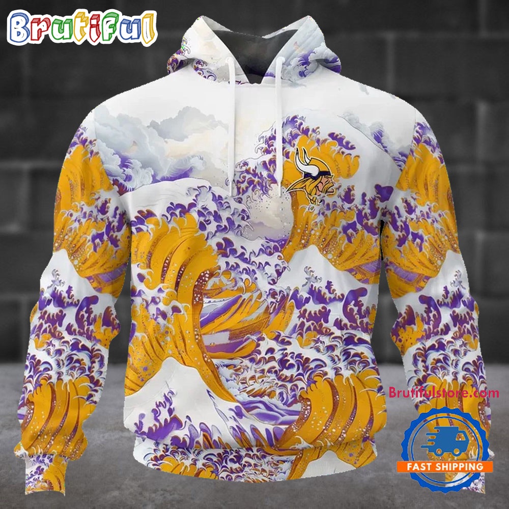 NFL Minnesota Vikings Football Great Wave All Over Print Hoodie