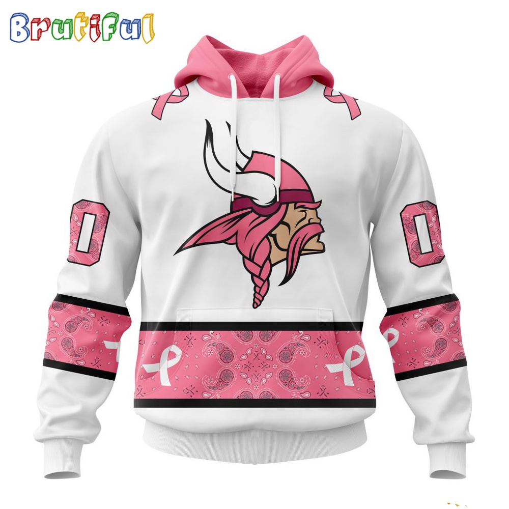NFL Minnesota Vikings Hoodie Special Pink Design Fight Breast Cancer