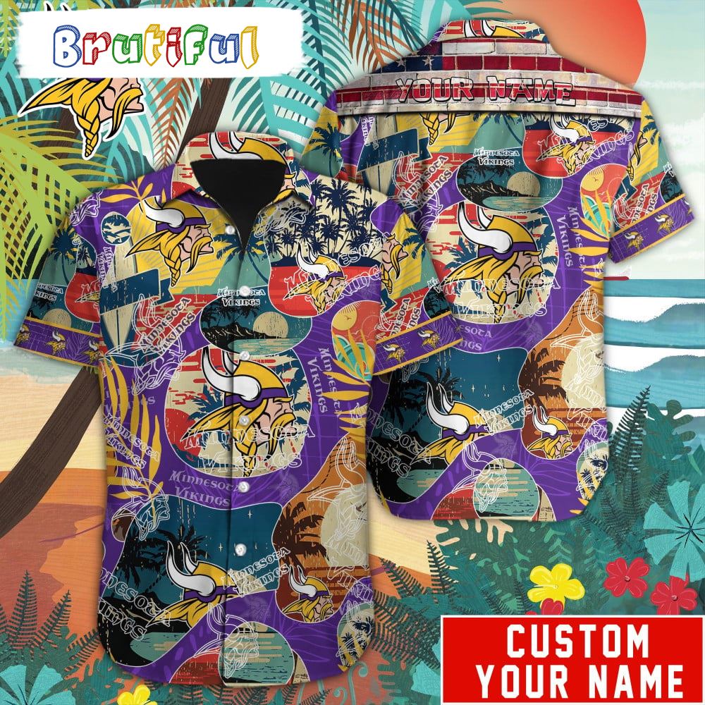 NFL Minnesota Vikings Retro Hawaiian Shirt Special Vintage Style Hawaiian Button Shirt