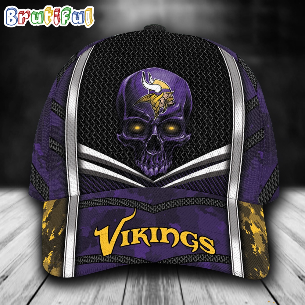 NFL Minnesota Vikings Special Halloween Skull Custom Baseball Cap