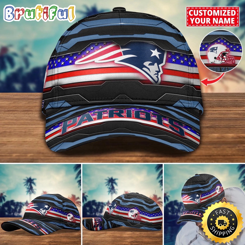 NFL New England Patriots Baseball Cap Flag Custom Name Cap