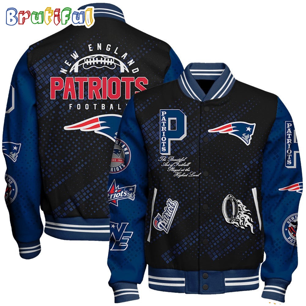 NFL New England Patriots Baseball Jacket Print Logo Team Football Jacket