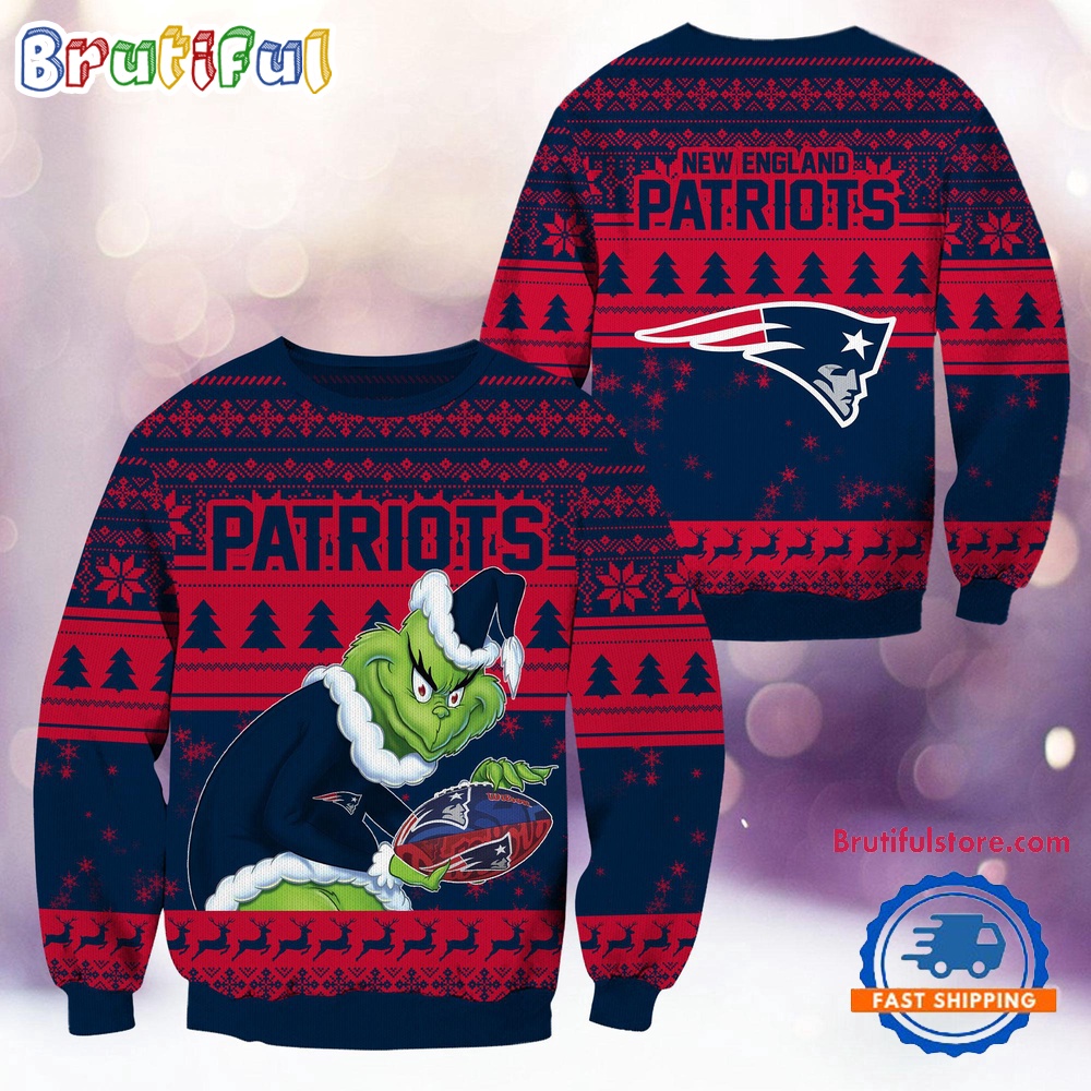 NFL New England Patriots Football Grinch Christmas Ugly Sweater