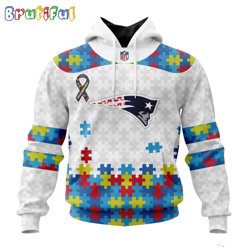 NFL New England Patriots Hoodie Special Autism Awareness Design 3D Hoodie