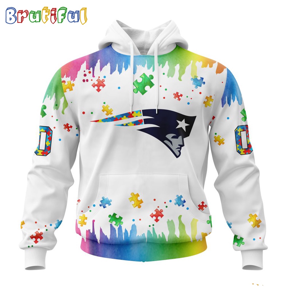 NFL New England Patriots Hoodie Special Autism Awareness Design All Over Print Hoodie