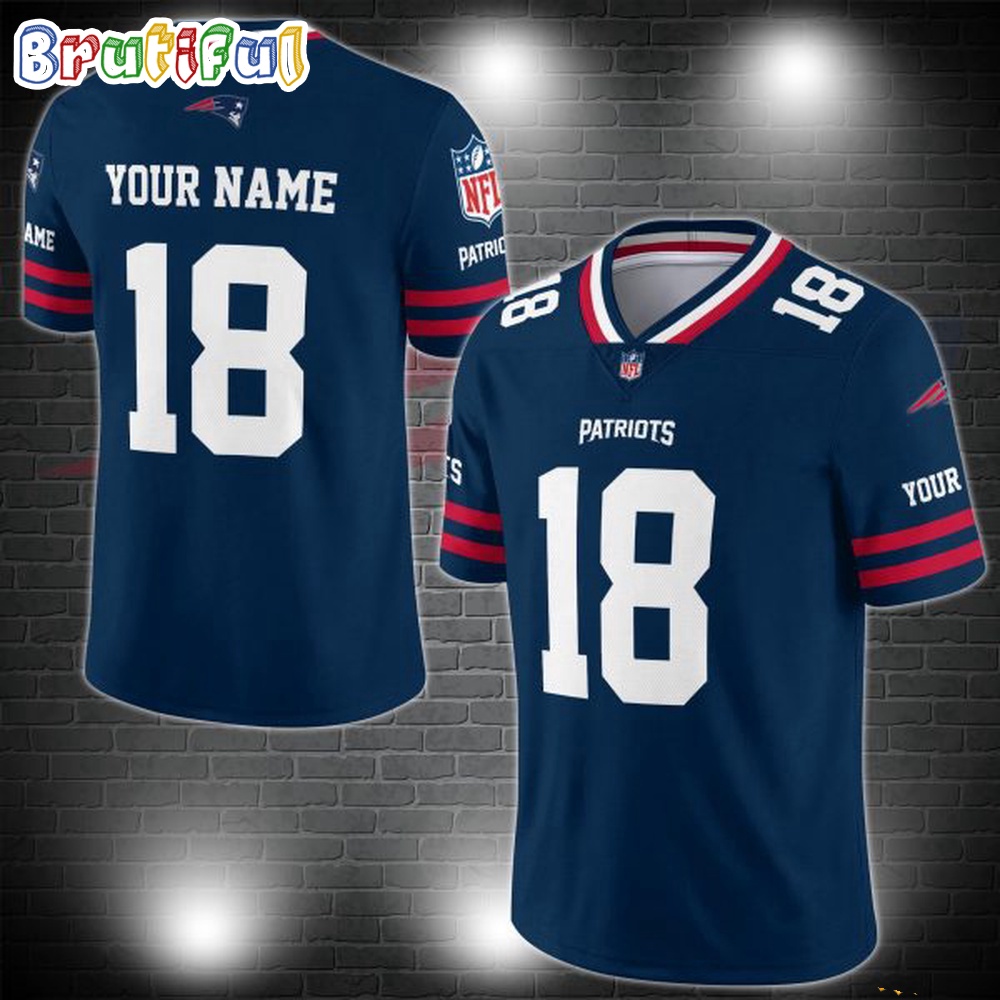 NFL New England Patriots Logo Team Custom Football Jersey, Football Jersey Shirt