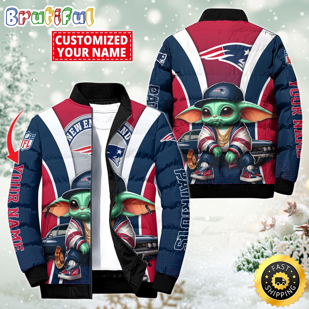 NFL New England Patriots Puffer Jacket Baby Yoda Custom Jacket
