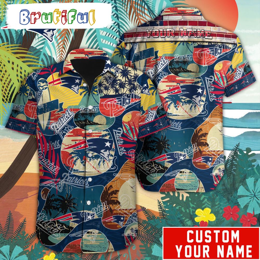 NFL New England Patriots Retro Hawaiian Shirt Special Vintage Style Hawaiian Button Shirt