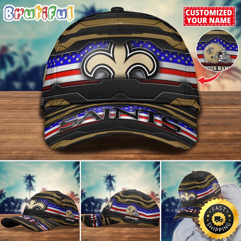 NFL New Orleans Saints Baseball Cap Flag Custom Name Cap