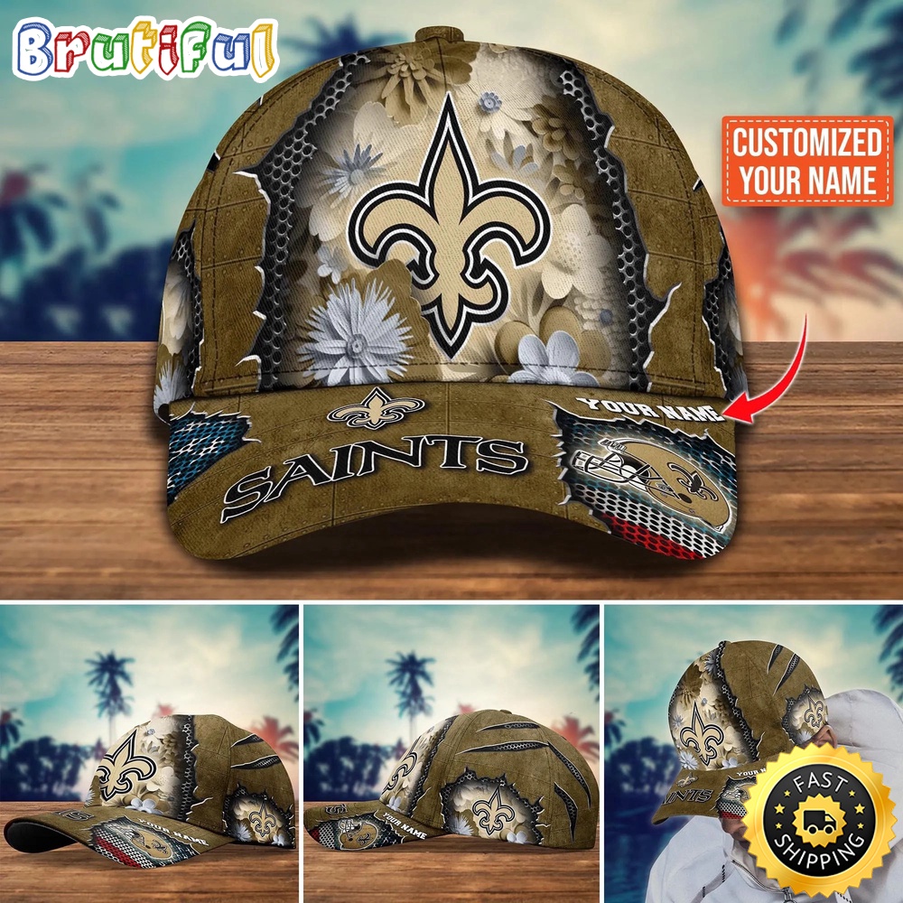 NFL New Orleans Saints Baseball Cap Flag Flower Trending Custom Cap