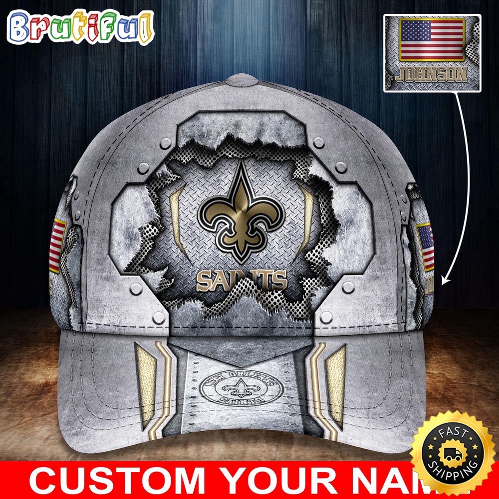 NFL New Orleans Saints Baseball Cap Silver Metalic Pattern Cap