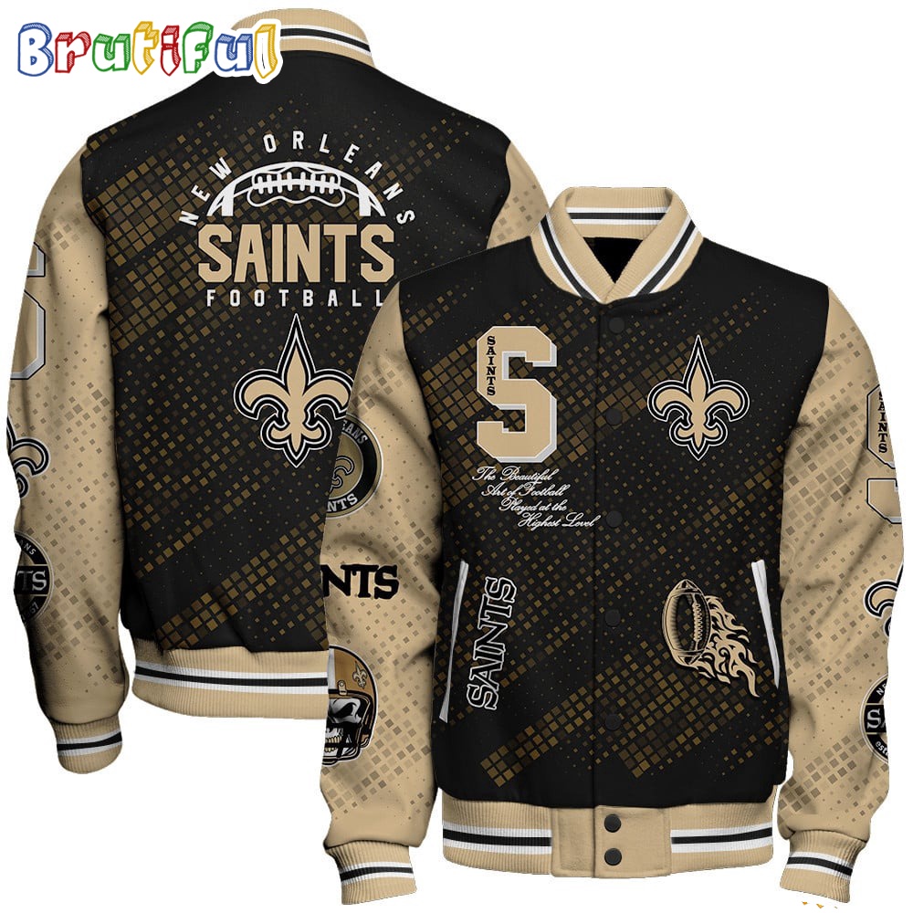 NFL New Orleans Saints Baseball Jacket Print Logo Team Football Jacket