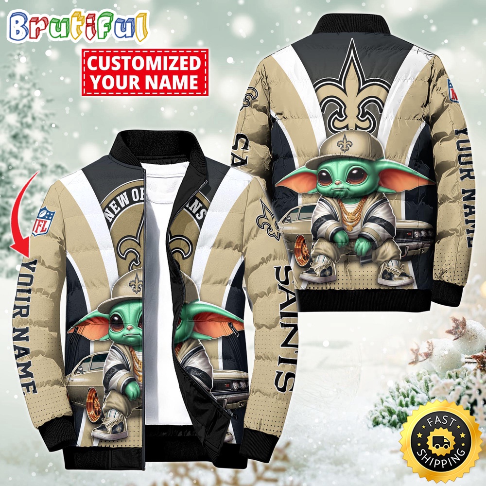NFL New Orleans Saints Puffer Jacket Baby Yoda Custom Jacket