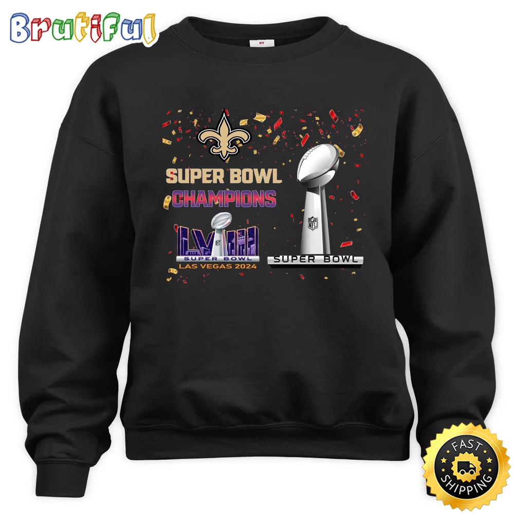 NFL New Orleans Saints Sweatshirt Super Bowl LVIII 2024 Las Vegas Champions Unisex Sweatshirt