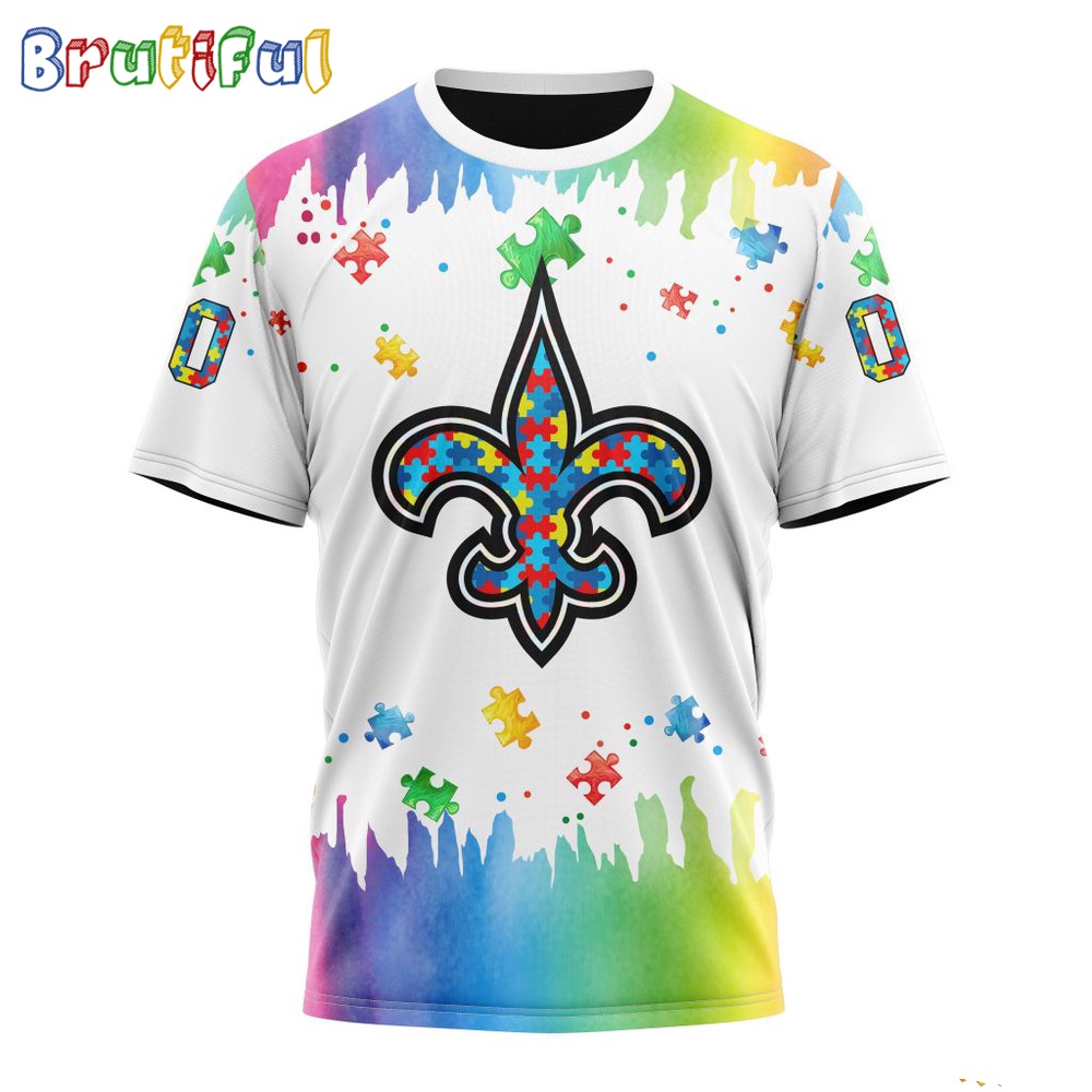 NFL New Orleans Saints T-Shirt Special Autism Awareness Design All Over Print T-Shirt