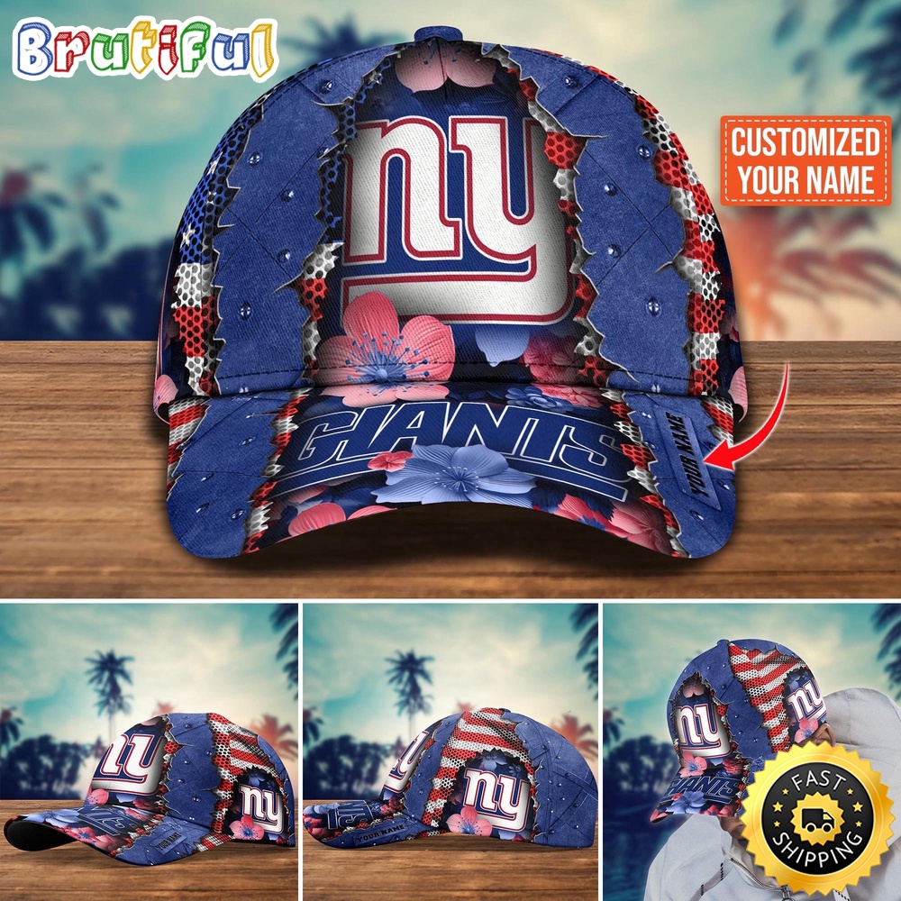 NFL New York Giants Baseball Cap Custom Name Football Cap For Fans