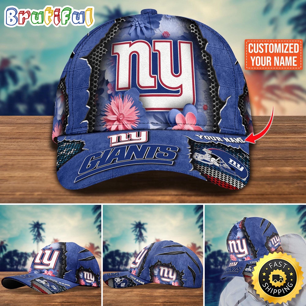 NFL New York Giants Baseball Cap Flag Flower Trending Custom Cap