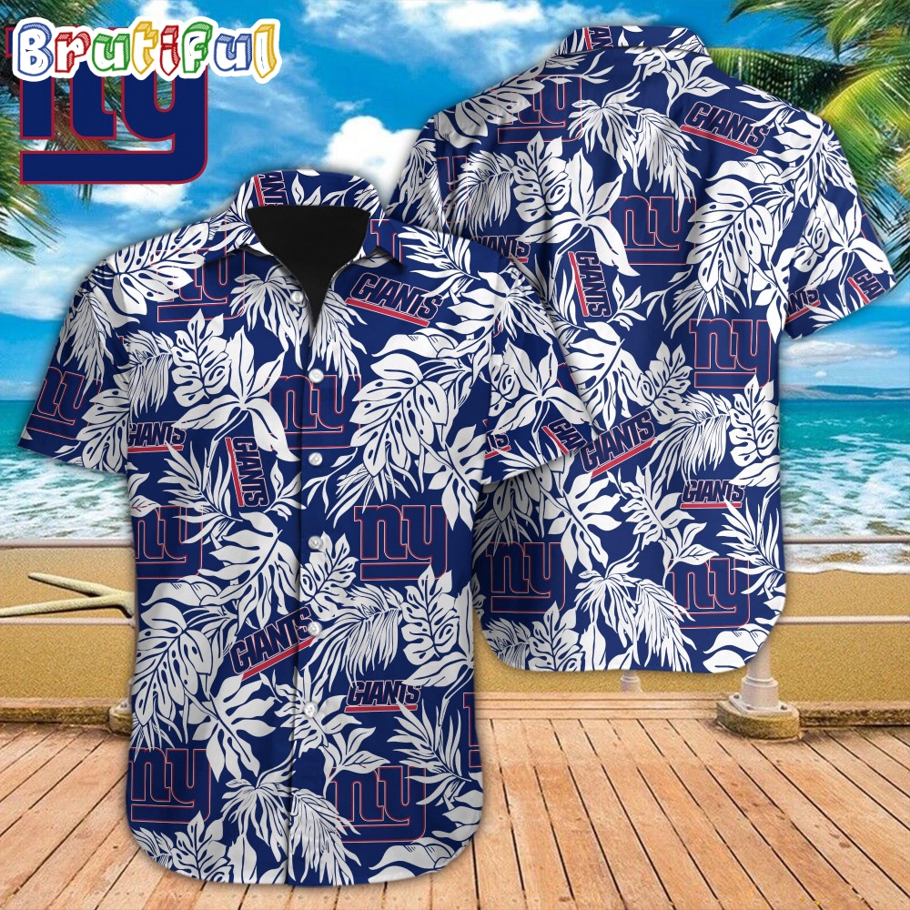 NFL New York Giants Hawaiian Shirt Tropical Leafs Design Aloha Shirts