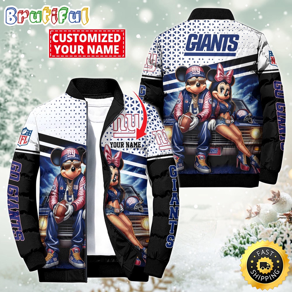 NFL New York Giants Puffer Jacket Mickey Minnie Jacket
