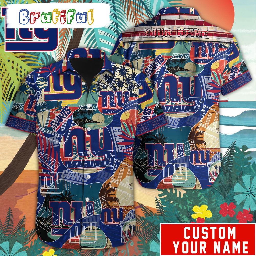 NFL New York Giants Retro Hawaiian Shirt Special Vintage Style Hawaiian Button Shirt