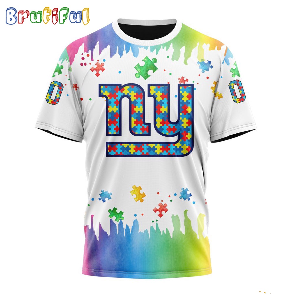 NFL New York Giants T-Shirt Special Autism Awareness Design All Over Print T-Shirt