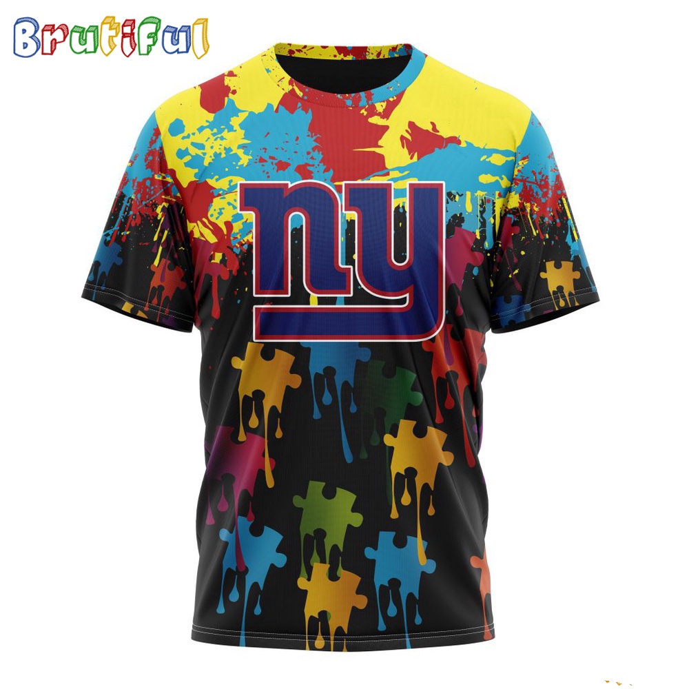 NFL New York Giants T-Shirt Special Autism Awareness Design Football T-Shirt
