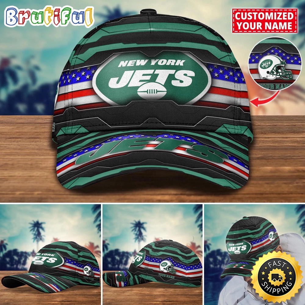 NFL New York Jets Baseball Cap Flag Custom Name Cap