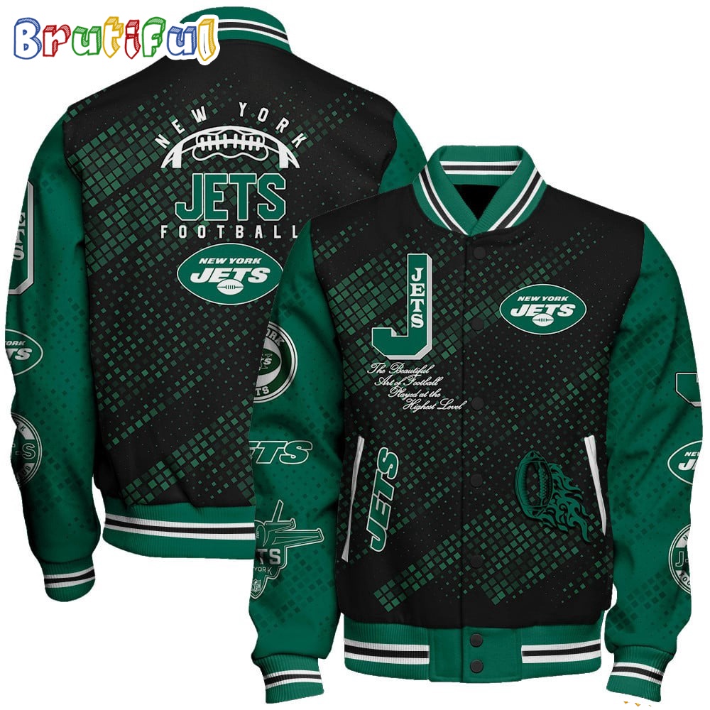 NFL New York Jets Baseball Jacket Print Logo Team Football Jacket