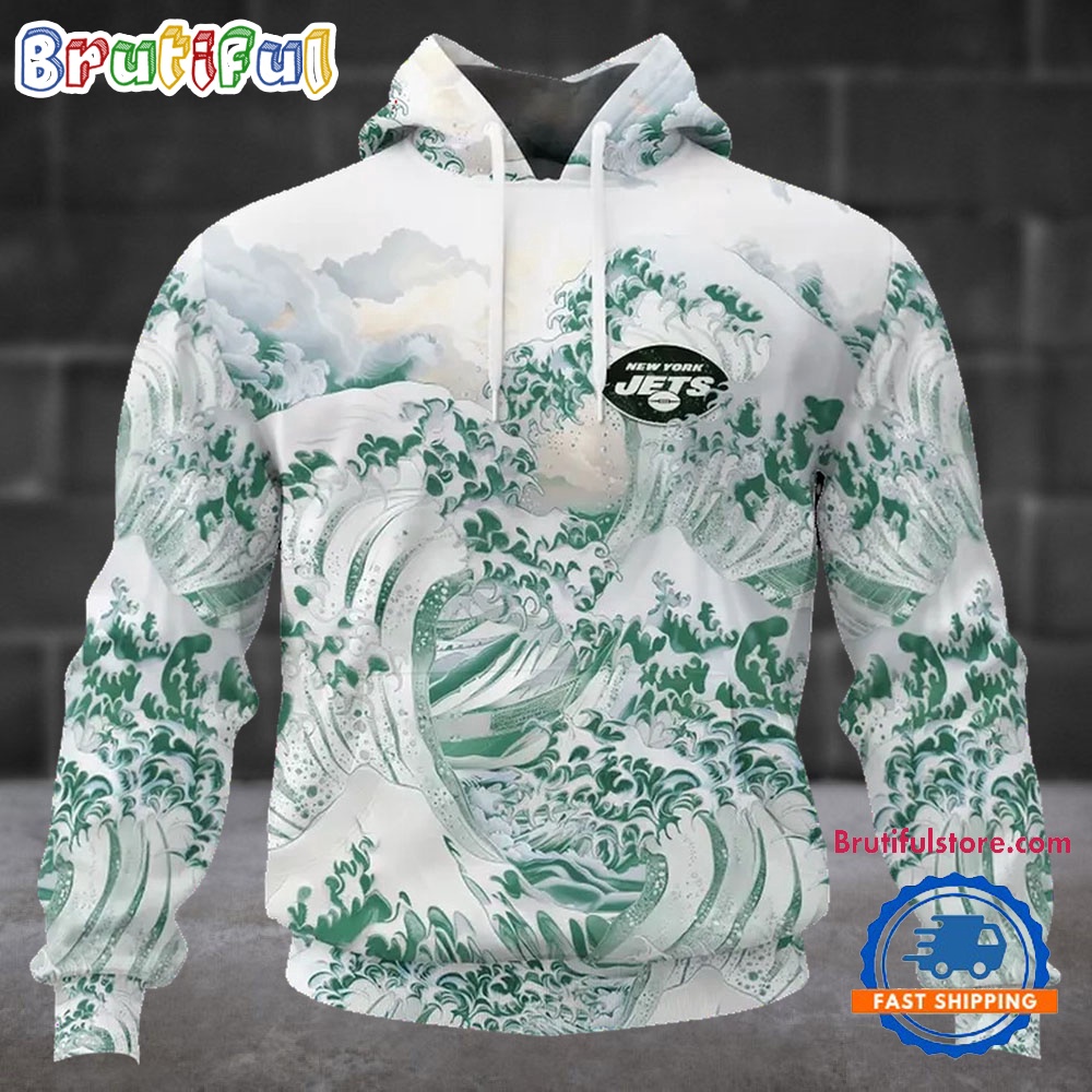 NFL New York Jets Football Great Wave All Over Print Hoodie
