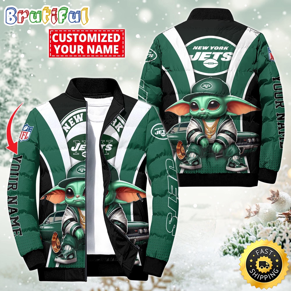 NFL New York Jets Puffer Jacket Baby Yoda Custom Jacket