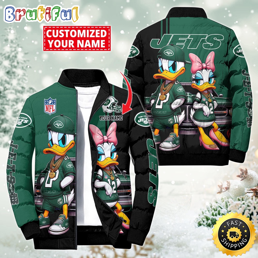 NFL New York Jets Puffer Jacket Donald Duck Custom Jacket