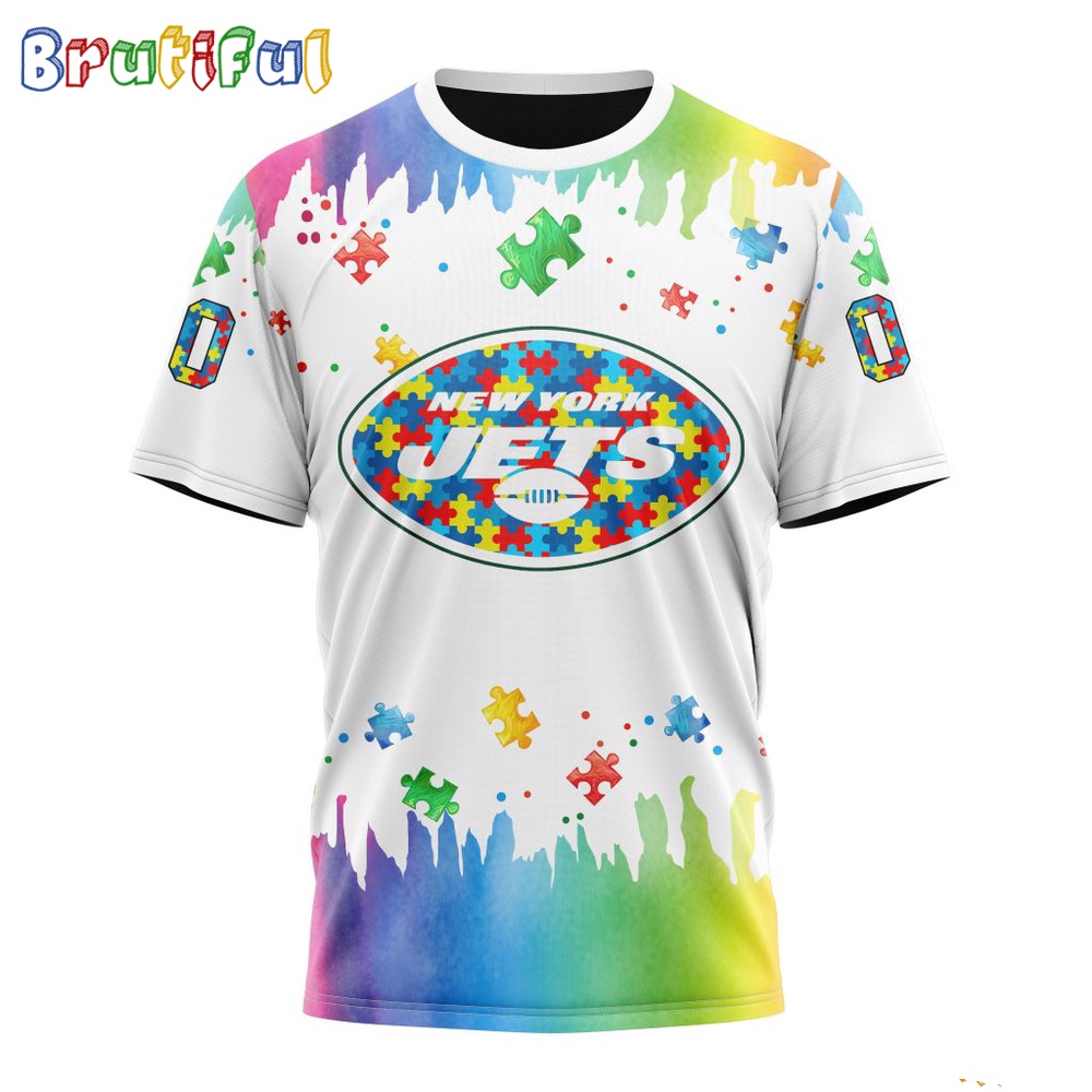 NFL New York Jets T-Shirt Special Autism Awareness Design All Over Print T-Shirt