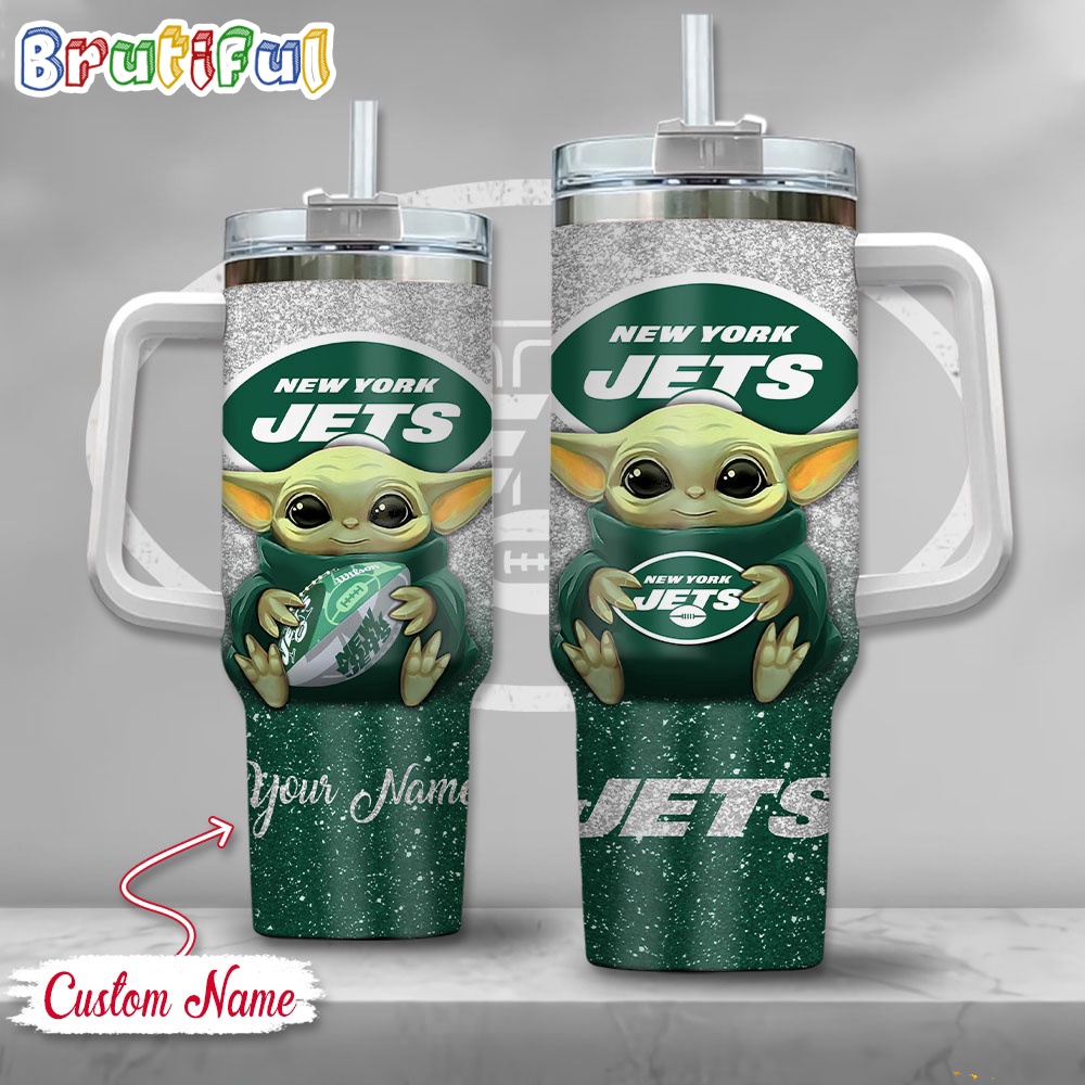 NFL New York Jets Tumbler Baby Yoda Customzed Handle Cup