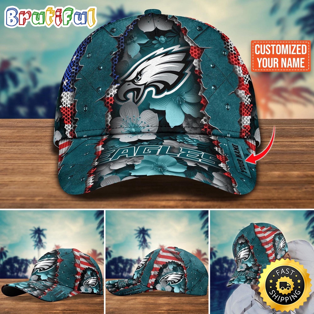 NFL Philadelphia Eagles Baseball Cap Custom Name Football Cap For Fans