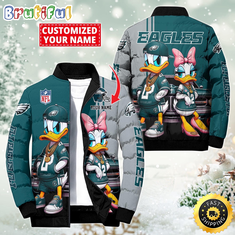 NFL Philadelphia Eagles Puffer Jacket Donald Duck Custom Jacket