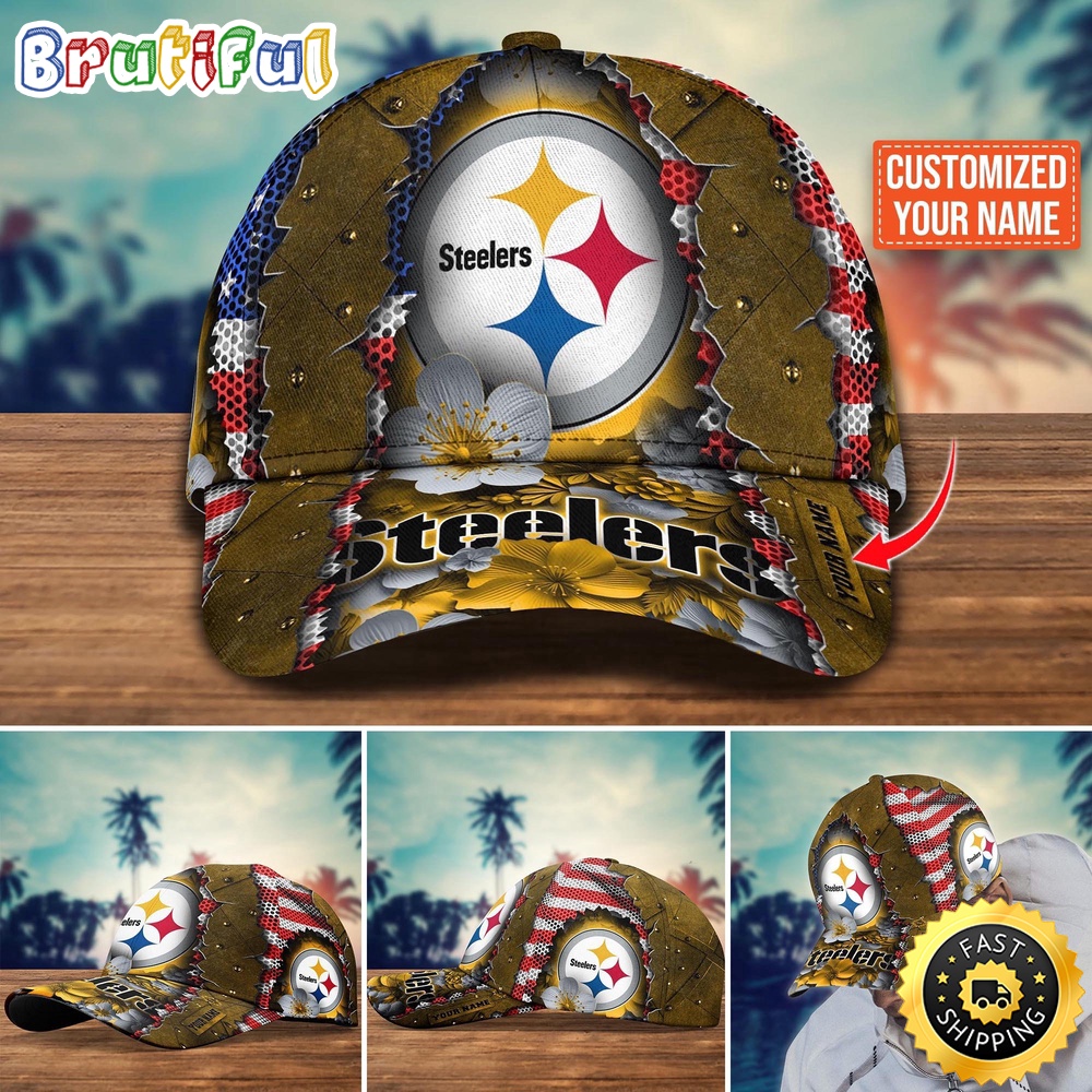 NFL Pittsburgh Steelers Baseball Cap Custom Name Football Cap For Fans