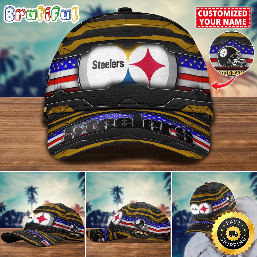 NFL Pittsburgh Steelers Baseball Cap Flag Custom Name Cap